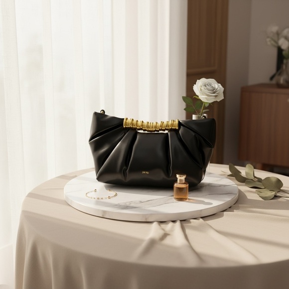 Handbags - Elegant Black and Gold Women's Bag